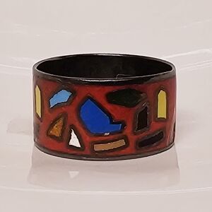 Vintage Sterling silver enamel ring size 8